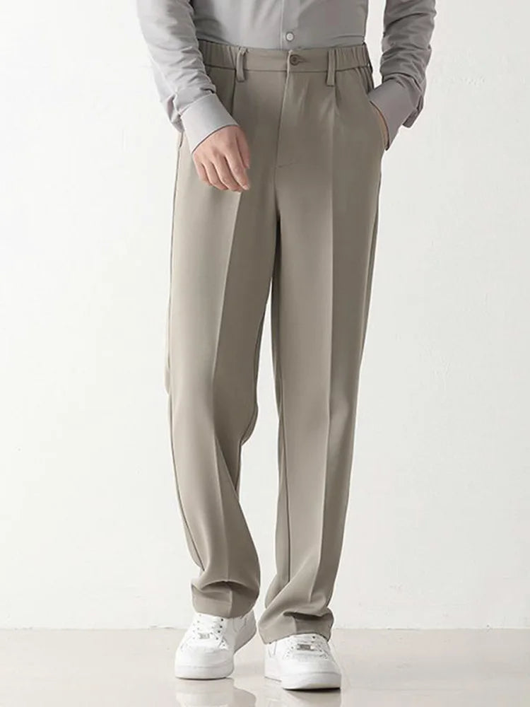 Heren Pantalon met Draped Design en Tailored Fit Khaki