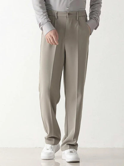 Heren Pantalon met Draped Design en Tailored Fit Khaki