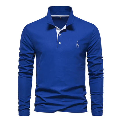 Heren Polo met Lange Mouw en Klassieke Kraag met Geborduurde Details