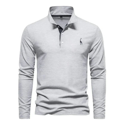 Heren Polo met Lange Mouw en Klassieke Kraag met Geborduurde Details