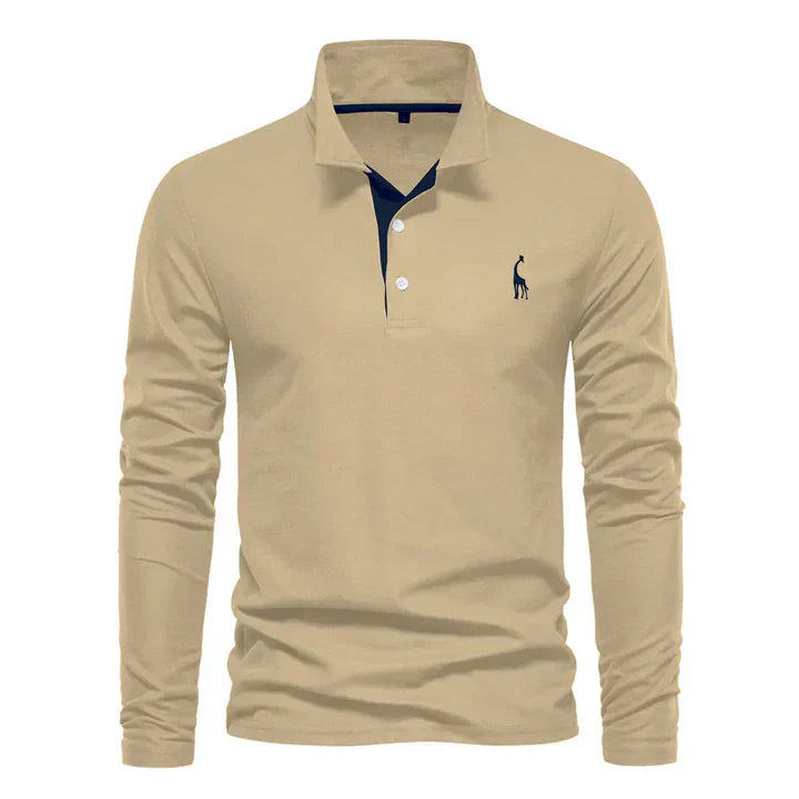 Heren Polo met Lange Mouw en Klassieke Kraag met Geborduurde Details