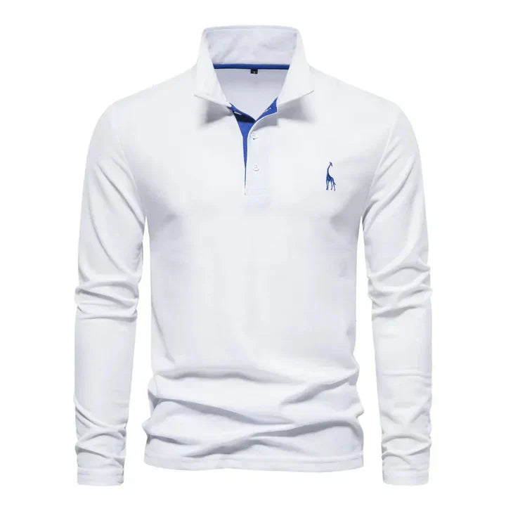Heren Polo met Lange Mouw en Klassieke Kraag met Geborduurde Details