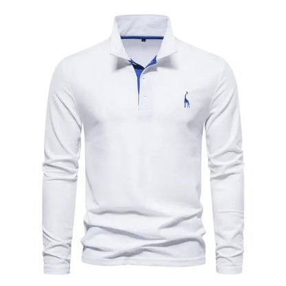 Heren Polo met Lange Mouw en Klassieke Kraag met Geborduurde Details