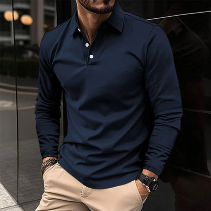 Heren Polo met Lange Mouwen en Polokraag Slim Fit