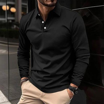 Heren Polo met Lange Mouwen en Polokraag Slim Fit