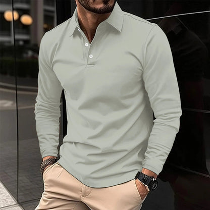 Heren Polo met Lange Mouwen en Polokraag Slim Fit
