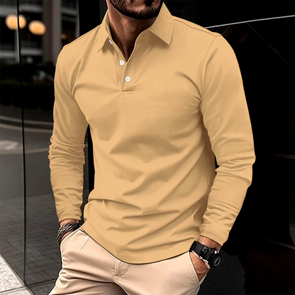 Heren Polo met Lange Mouwen en Polokraag Slim Fit