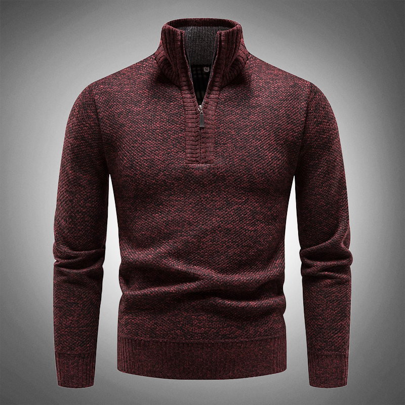 Heren Pullover met Halfhoge Kraag Rood