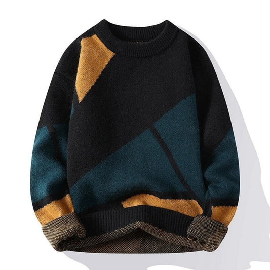 Heren Pullover Sweater met Geometrisch Patroon Zwart
