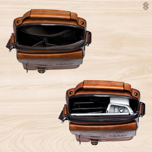 Heren Schoudertas met Ritssluiting en Handvat Faux Leer Look