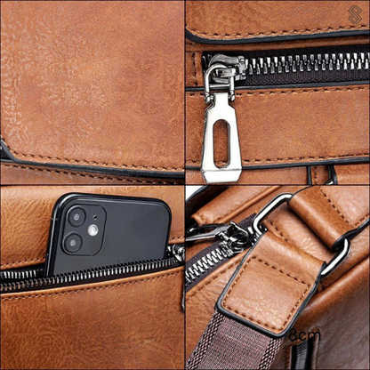 Heren Schoudertas met Ritssluiting en Handvat Faux Leer Look ##POS:7##