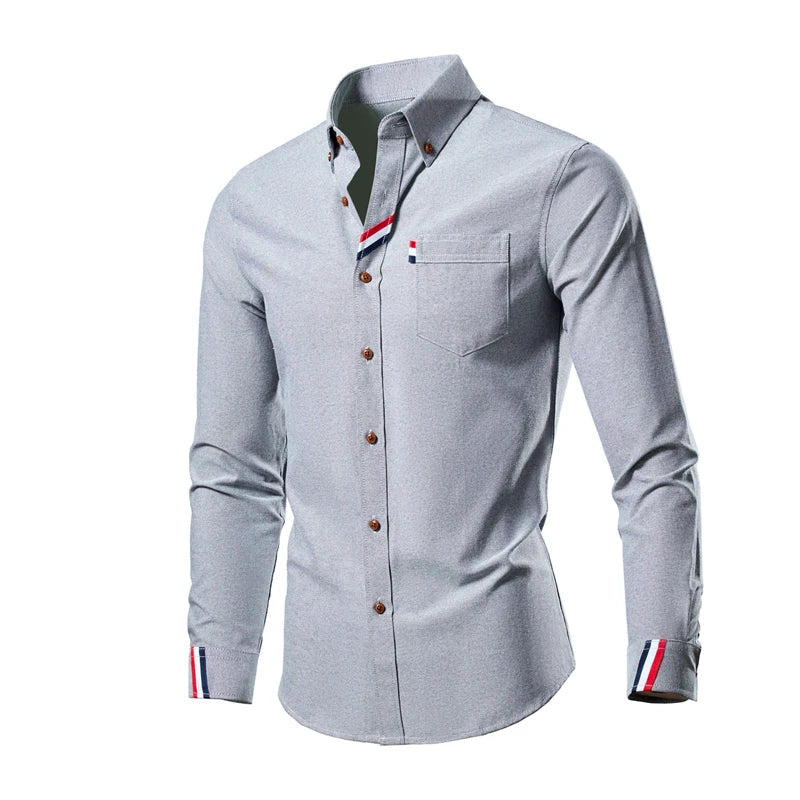 Heren Shirt Lange Mouw met Button-down Kraag en Borstzak