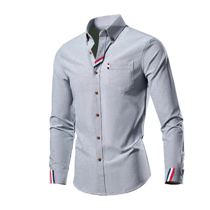 Heren Shirt Lange Mouw met Button-down Kraag en Borstzak