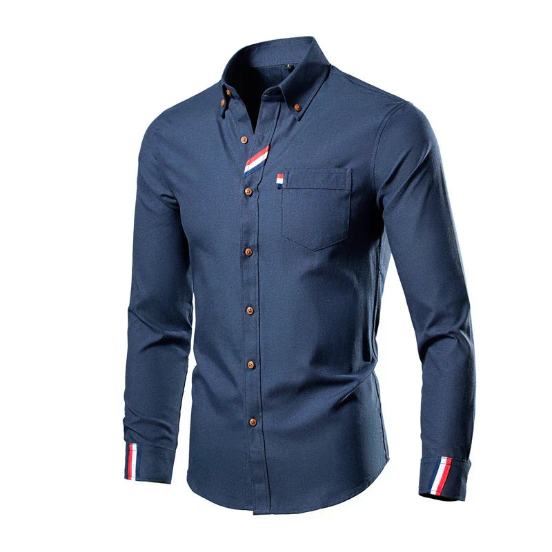 Heren Shirt Lange Mouw met Button-down Kraag en Borstzak ##POS:6##