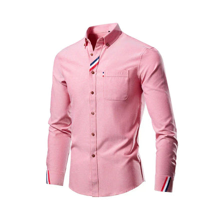 Heren Shirt Lange Mouw met Button-down Kraag en Borstzak