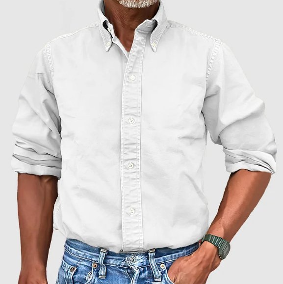 Heren Shirt Lange Mouw met Button-down Kraag en Knoopsluiting