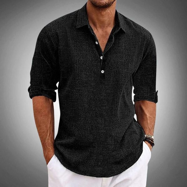 Heren Shirt Lange Mouw met Polokraag en Knoopsluiting Regular Fit