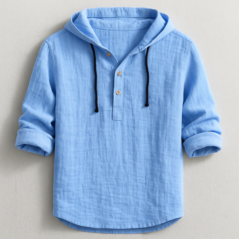 Heren Shirt met Capuchon en Knoopsluiting Lange Mouw