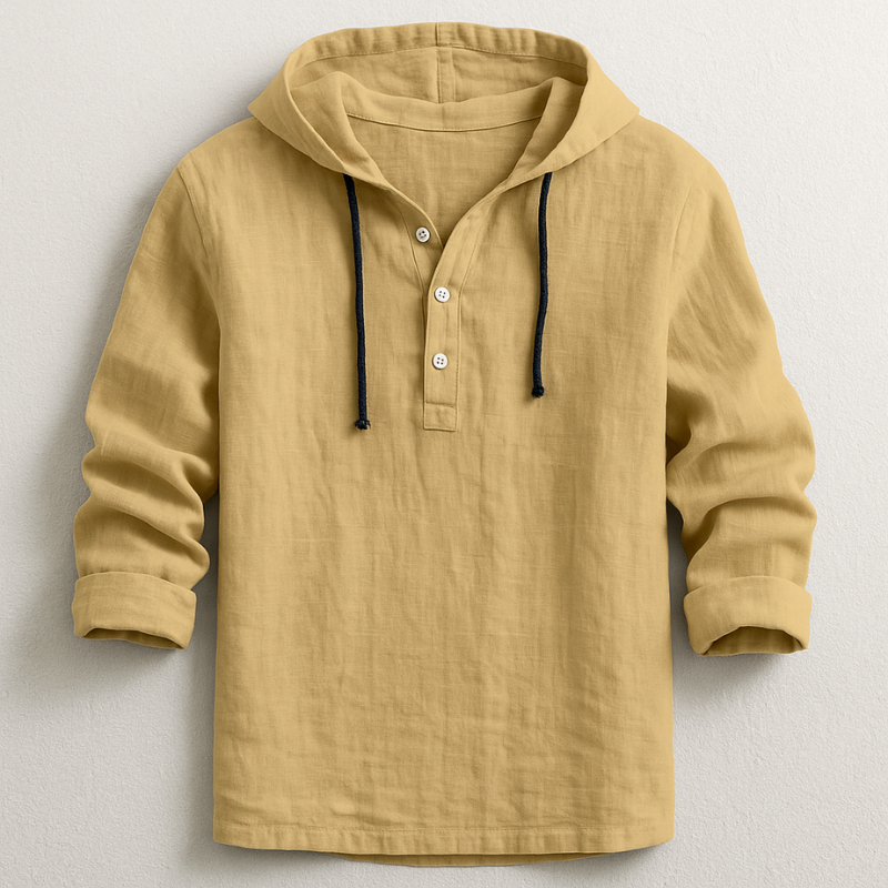 Heren Shirt met Capuchon en Knoopsluiting Lange Mouw