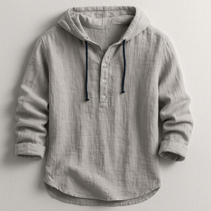 Heren Shirt met Capuchon en Knoopsluiting Lange Mouw