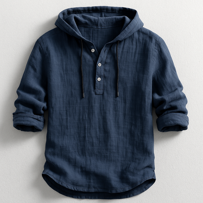 Heren Shirt met Capuchon en Knoopsluiting Lange Mouw