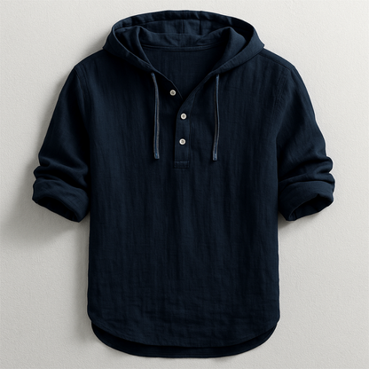 Heren Shirt met Capuchon en Knoopsluiting Lange Mouw