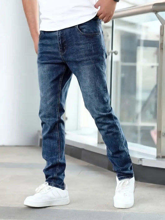Heren Slim Fit Jeans Donkerblauw