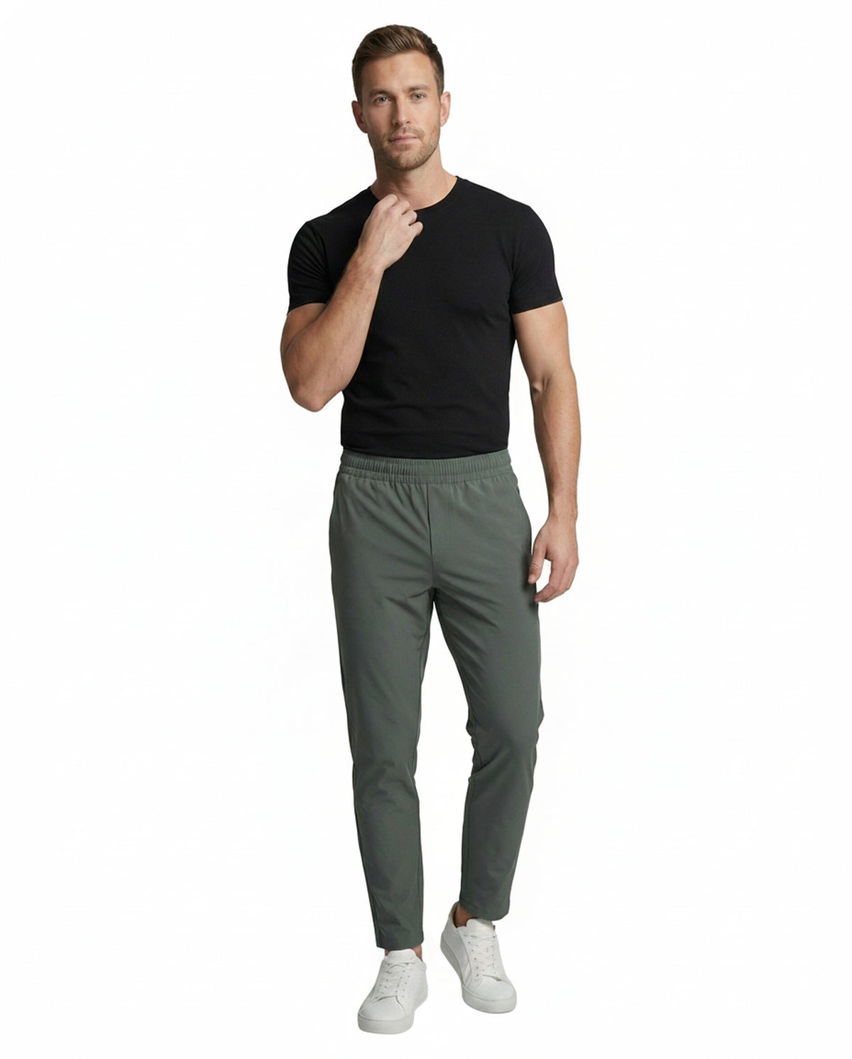 Heren Slim Fit Joggingbroek met Elastische Taille en Ritszakken