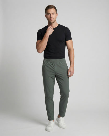 Heren Slim Fit Joggingbroek met Elastische Taille en Ritszakken