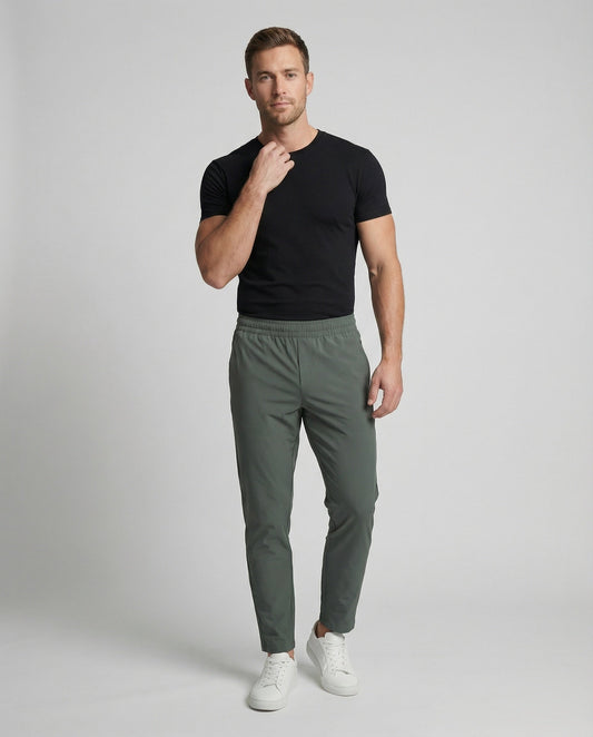 Heren Slim Fit Joggingbroek met Elastische Taille en Ritszakken
