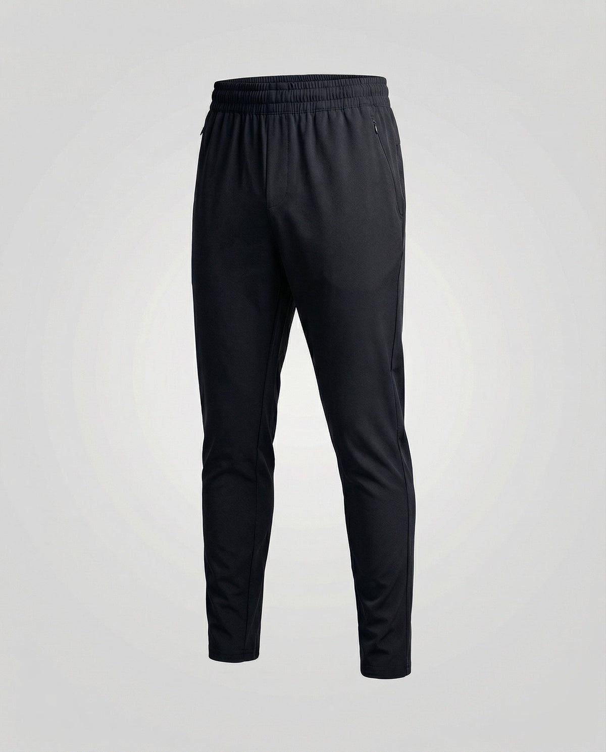 Heren Slim Fit Joggingbroek met Elastische Taille en Ritszakken Zwart