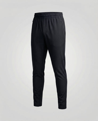 Heren Slim Fit Joggingbroek met Elastische Taille en Ritszakken Zwart