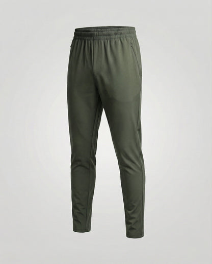 Heren Slim Fit Joggingbroek met Elastische Taille en Ritszakken Groen