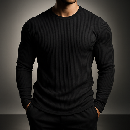 Heren Sweater met Ronde Hals en Ribbeltextuur Slim Fit
