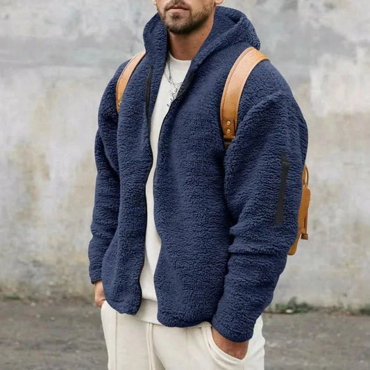 Heren Teddy Fleece Vest met Capuchon Marineblauw