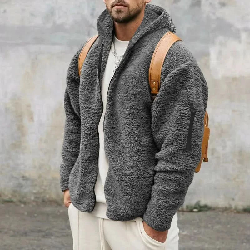 Heren Teddy Fleece Vest met Capuchon Donkergrijs