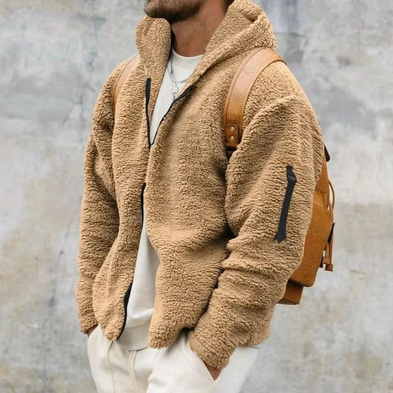 Heren Teddy Fleece Vest met Capuchon Khaki