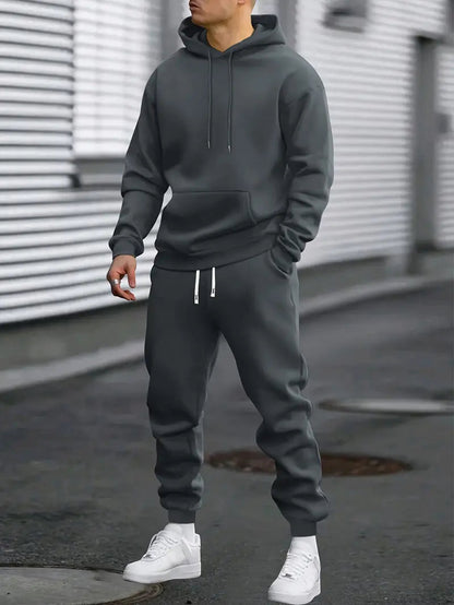 Heren Trainingspak Set Hoodie met Joggingbroek Donkergrijs
