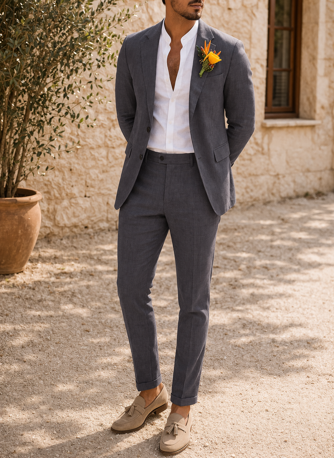 Heren Trouwpak 2-delig Slim Fit met Single-breasted Blazer