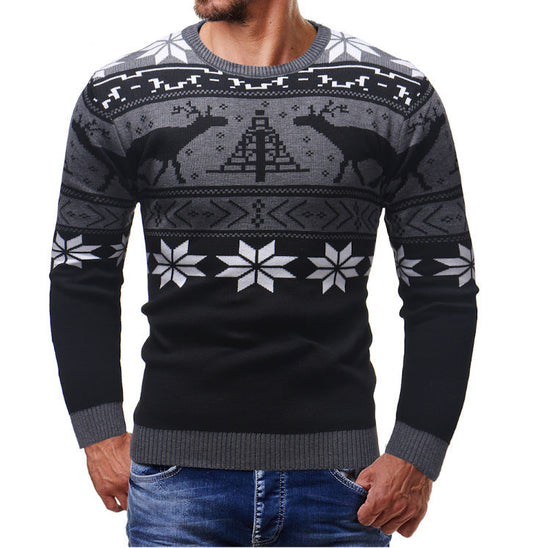 Heren Trui met Slim Fit en Ronde Hals voor Feestelijke Gelegenheden Zwart