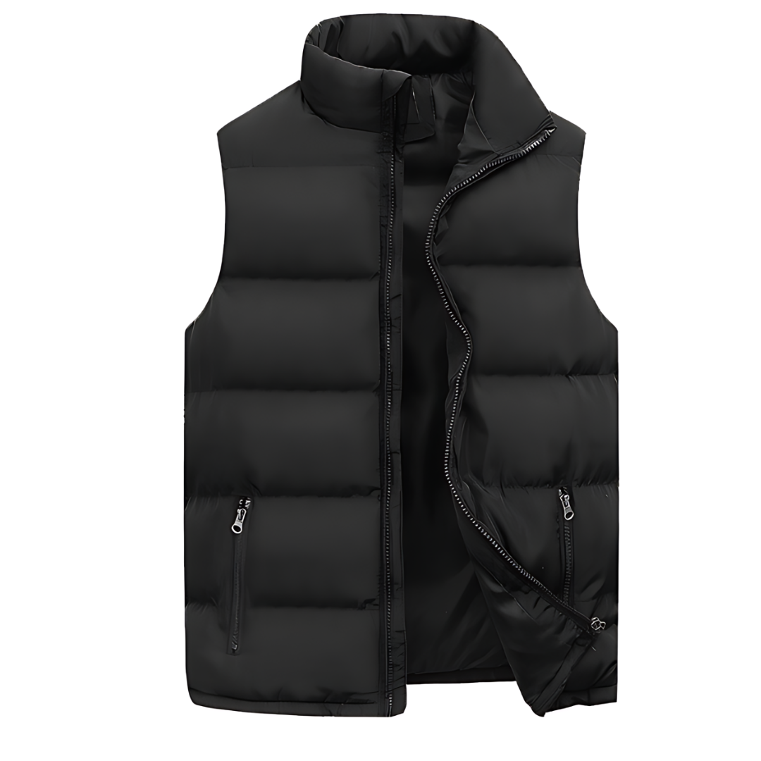 Heren Winter Puffer Vest met Staande Kraag en Ritssluiting