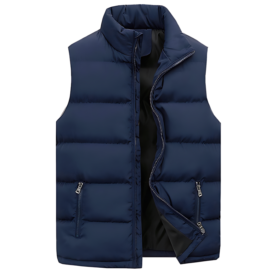 Heren Winter Puffer Vest met Staande Kraag en Ritssluiting