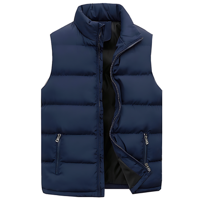 Heren Winter Puffer Vest met Staande Kraag en Ritssluiting