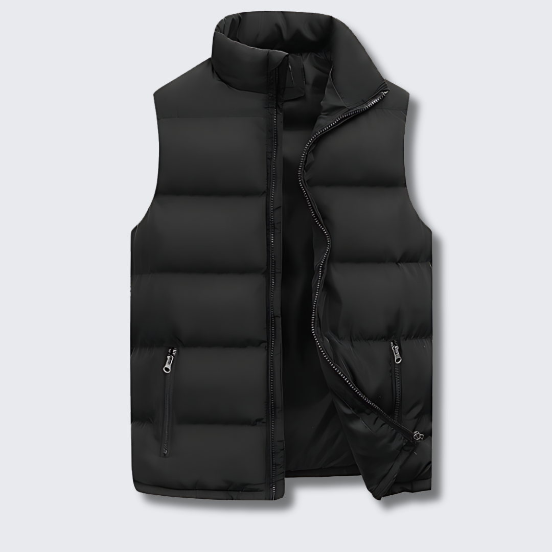 Heren Winter Puffer Vest met Staande Kraag en Ritssluiting