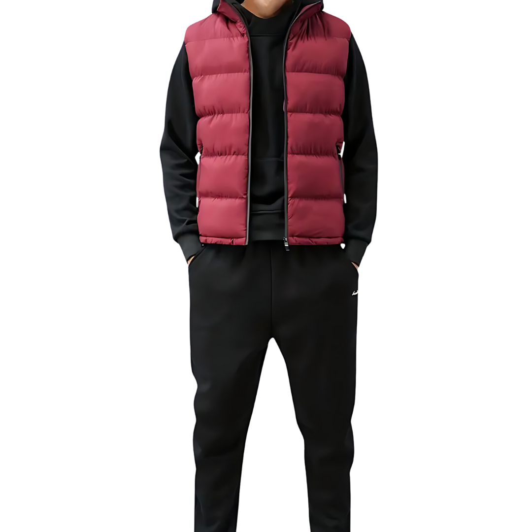 Heren Winter Puffer Vest met Staande Kraag en Ritssluiting