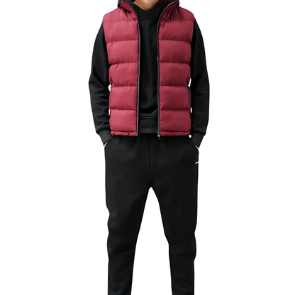 Heren Winter Puffer Vest met Staande Kraag en Ritssluiting