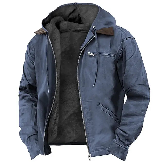 Heren Winterjack met Capuchon en Ritssluiting Gevoerd