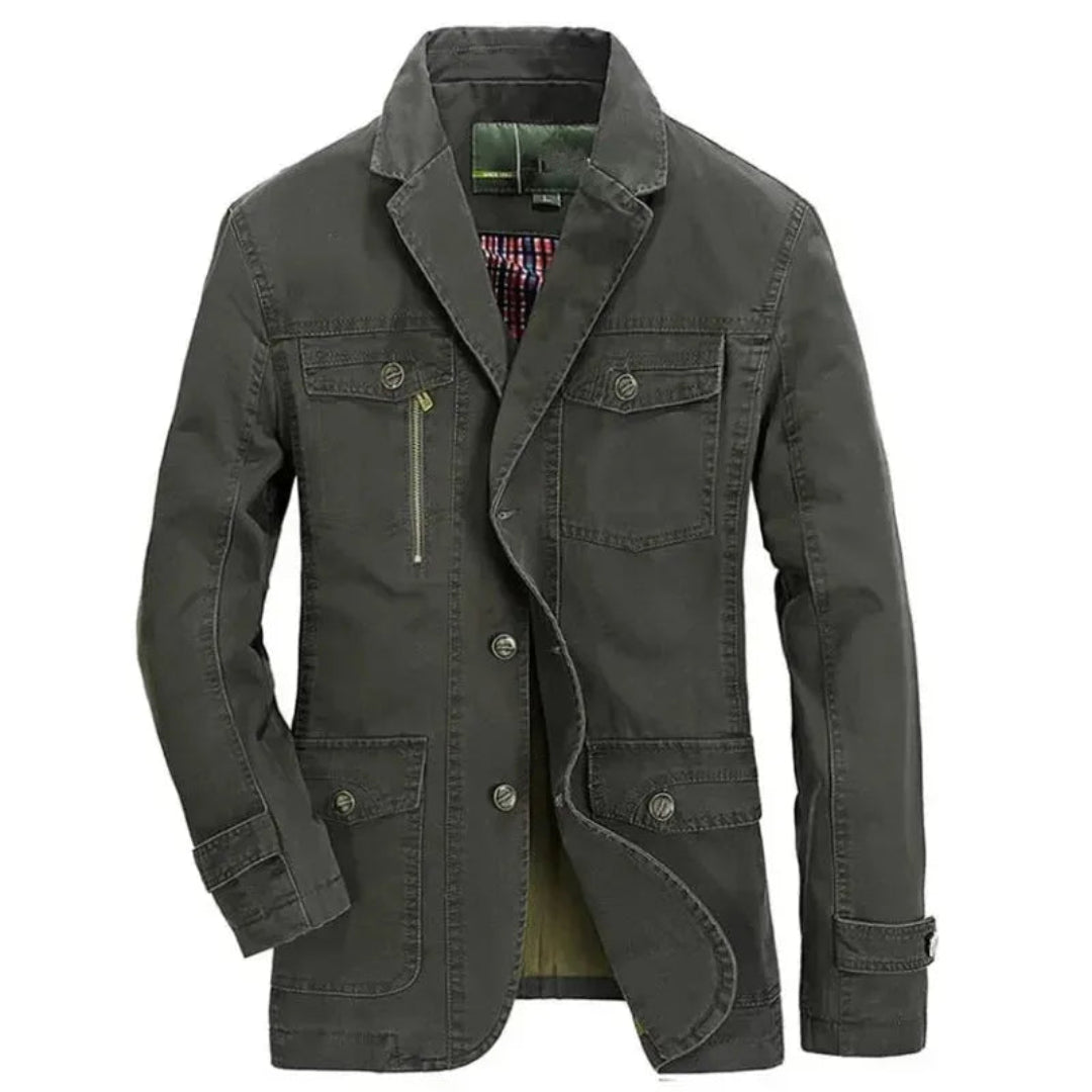Heren Winterjas met Knoopsluiting en Reverskraag Groen