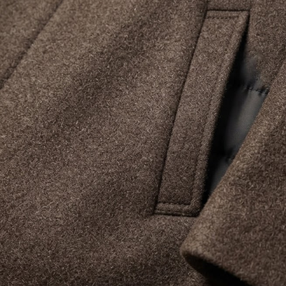 Heren Winterjas met Staande Kraag en Knoopsluiting