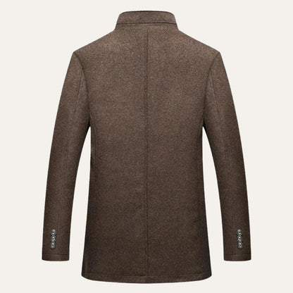 Heren Winterjas met Staande Kraag en Knoopsluiting